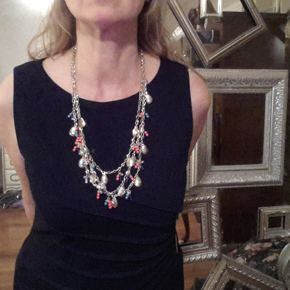 RAINBOW Colorful Necklace Gold & Beads Necklace Multi Strand - Picture 6 of 6